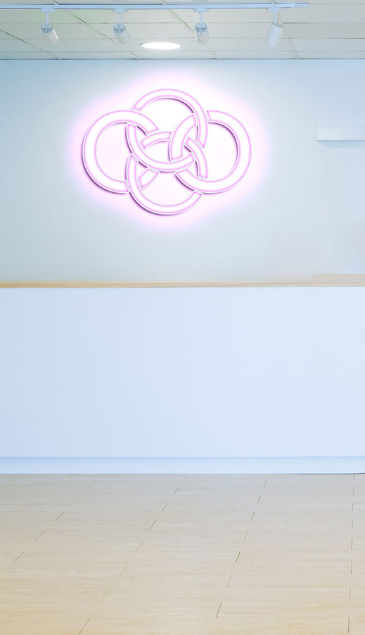 Bild vom Praxislogo vom team CO4, Braun, Schneider, Hanssen, Braun, Chirurgie und Orthopädie in Neonschrift